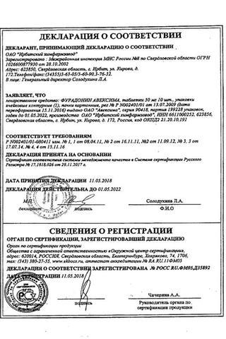 Сертификат Фурадонин Авексима