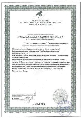 Сертификат Турбослим чай