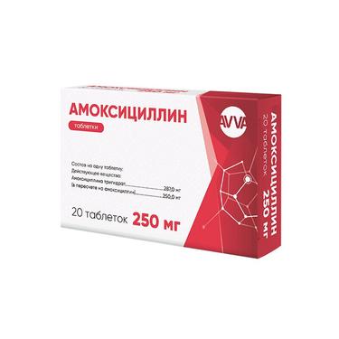 Амоксициллин таблетки 250 мг 20 шт