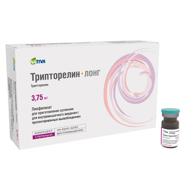 Трипторелин-лонг лиофилизат 3,75 мг фл.10 мл 1 шт с р-лем