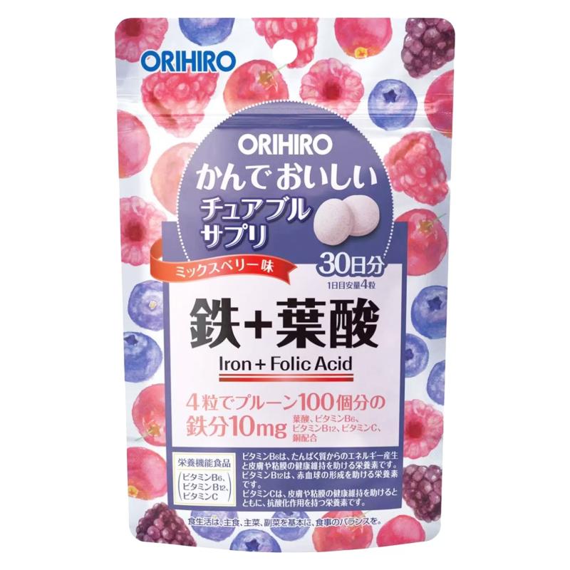 Orihiro Железо с витаминами таблетки жевательные лесные ягоды 120 шт