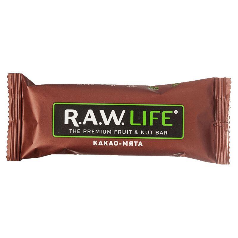 R.a.w. Life Батончик орехово-фруктовый Какао-Мята 47 г