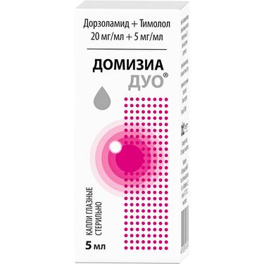 Домизиа Дуо капли глазные 20 мг/ мл+5 мг/ мл 5 мл 1 шт