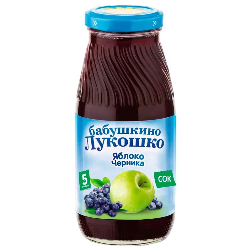 Детское питание Бабушкино Лукошко сок Яблоко-Черника осветленный без сахара 200 мл