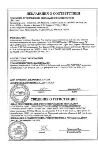 Сертификат Омепразол-Тева