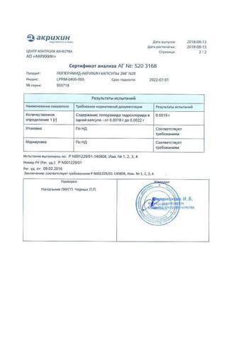 Сертификат Лоперамид-Акрихин