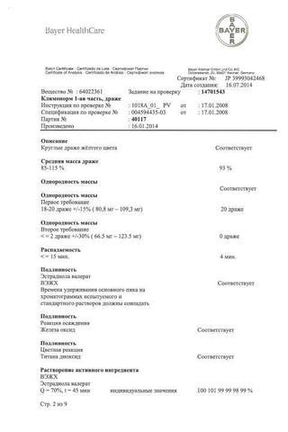 Сертификат Климонорм набор таблетки 2 мг 0,15 мг+2 мг 21 шт
