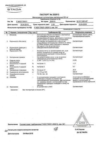 Сертификат Метилурацил суппозитории ректальные 500 мг 10 шт