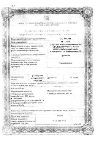 Сертификат Эуфиллин