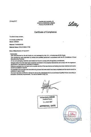 Сертификат Сиалис таблетки 20 мг 8 шт