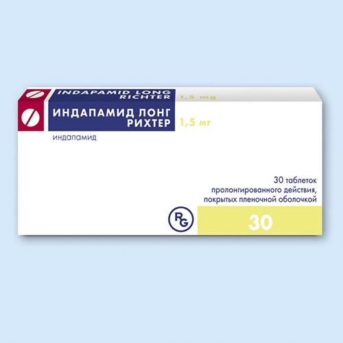 Индапамид лонг Рихтер таблетки 1,5 мг 30 шт